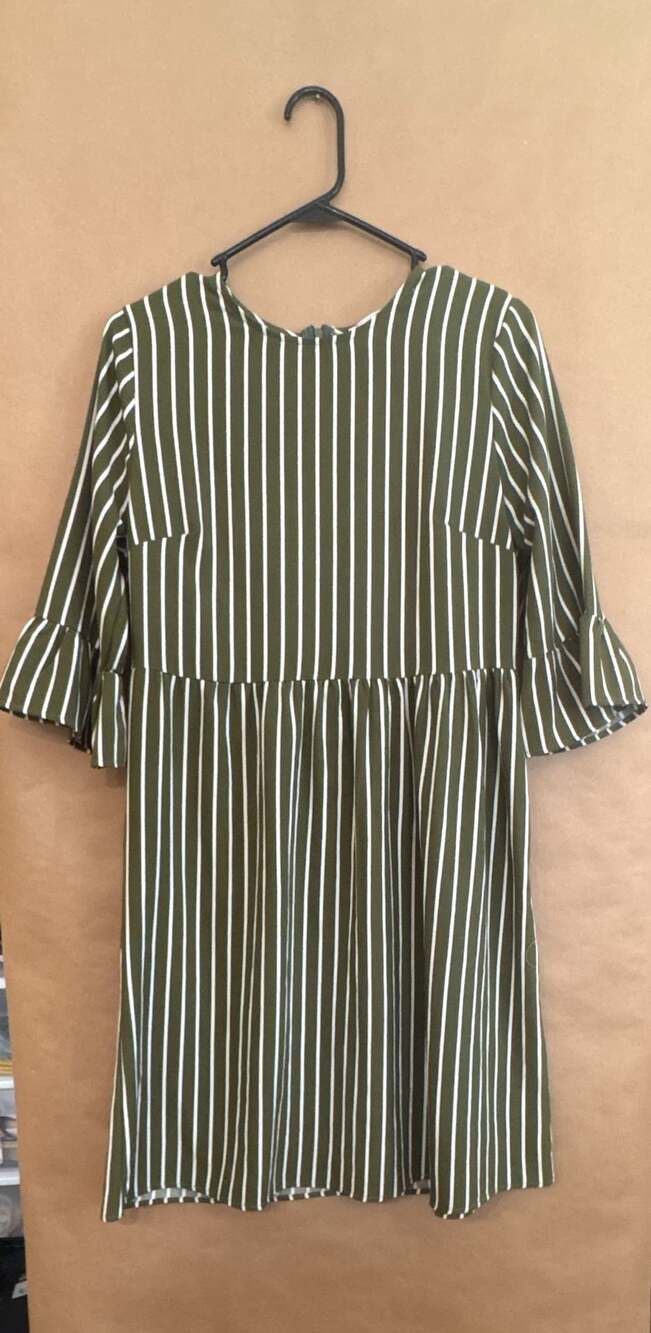 Ces Femme Green White Striped Dress